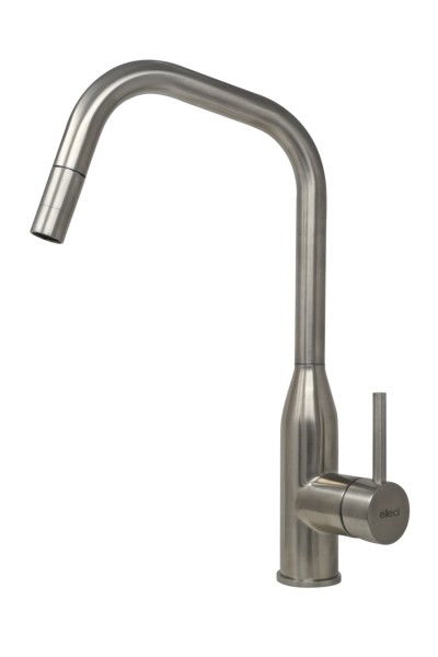 Elleci MIKDRPIN Miscelatore monocomando Cucina con canna girevole e doccetta estraibile finitura Acciaio Inox Dora Plus