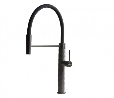 Miscelatore Monocomando Cucina Acciaio AISI 316 trattamento PVD Gun Metal con Canna Girevole e Doccia Snodabile Foster  8424 856 - 8424856