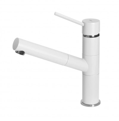 Elleci MKKREN96 Miscelatore monocomando Cucina con canna girevole e doccetta estraibile Reno finitura Keratek Bianco White 96 
