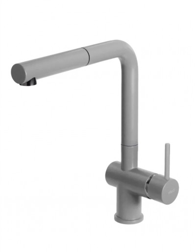 Elleci MKKSTP97 Miscelatore monocomando Cucina con canna girevole e doccetta estraibile Stream Plus finitura Keratek Light Grey 97
