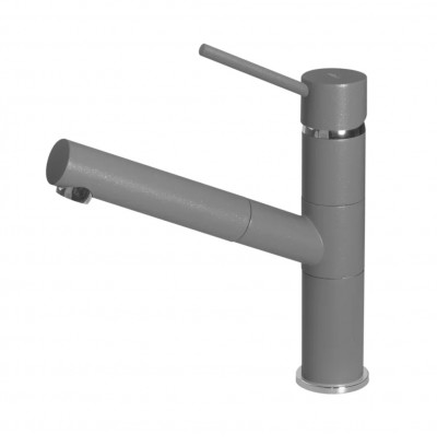 Elleci MMKREN73 Miscelatore monocomando Cucina con canna girevole e doccetta estraibile Reno finitura Granitek Metal Titanium 73