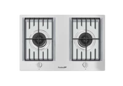 Piano Cottura da Incasso a Gas Domino 76 cm 2 Fuochi in Linea Acciaio inox Satinato Griglie in Ghisa Serie FL Foster 7203 032 - 7203032