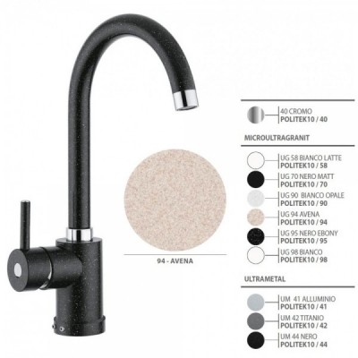 Plados POLITEK10-94 Miscelatore cucina monocomando con canna tubolare a ponte finitura 94 ULTRAGRANIT AVENA