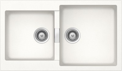 Lavello incasso 2 Vasche Reversibile sopratop - sottotop 86 x 50 cm CRISTALITE Bianco Assoluto PRIMUS N200 SCHOCK PRIN200AP01