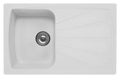 Lavello da Incasso 1 Vasca con Gocciolatoio Reversibile 79 x 50 cm Granito Bianco Serie Pietra Nobile Apell PT791GW