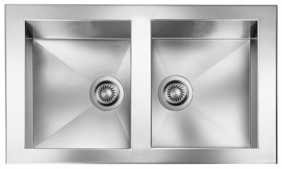 Lavello da Incasso 2 Vasche Reversibile 86 x 50 cm Sopratop Acciaio Inox satinato PUNTO QUADRO 010904.X2.01.2033 - 010904RCSSP