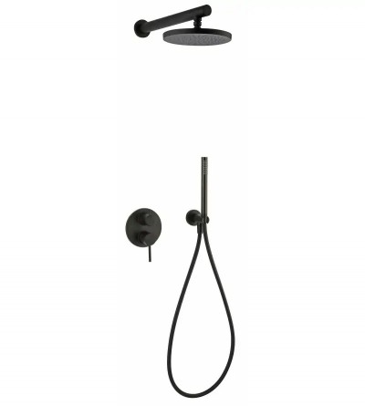 Miscelatore incasso completo di soffione inox, braccio e kit doccia con supporto fisso Nero Opaco serie Cox Paini 78YO433TCD