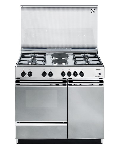 DE LONGHI Cucina Elettrica SEX 8542 N ED 4 Fuochi a Gas + 2 Piastre Elettriche Forno Elettrico Statico Classe A Dimensioni 86 x 50 cm Colore Acciaio Inox