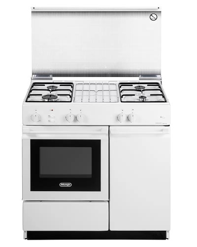 De Longhi SGGW 854 N ED Serie Smart Cucina Libera installazione 86 x 50 cm 4 Fuochi Gas e Forno a Gas e stipetto Finitura Bianco Griglie Smaltate 