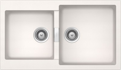 Lavello incasso 2 vasche Reversibile sopratop - sottotop 86 x 50 cm Cristadur Premium Bianco Puro SIGNUS N200 SCHOCK SIGN200A99