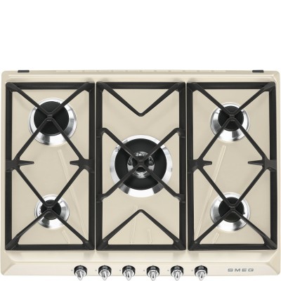 Piano Cottura da Incasso 5 Fuochi Gas70 cm Estetica Victoria Panna Smeg SR975PGH
