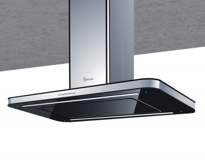 Baraldi STIVIA ISOLA Cappa a Isola 90 x 60 cm Inox con vetri neri 800 m³/h - 01STVIS090STB80