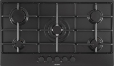 Piano Cottura da Incasso a Gas 90 cm 5 Fuochi Griglie in piattina finitura Nero Opaco SILVER PC90 AV SCHOCK STS955BK