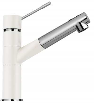 Miscelatore monocomando canna a tubo con doccetta estraibile finitura bianco assoluto NEW AQUAFLEX SCHOCK SXFLEX01