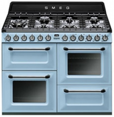 Cucina con piano cottura Gas 7 Fuochi Forno Elettrico 110 x 60 cm Azzurro Estetica Victoria SMEG TR4110AZ