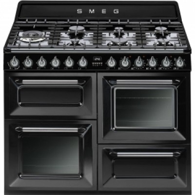 Cucina con piano cottura Gas 7 Fuochi Forno Elettrico 110 x 60 cm Nero Estetica Victoria SMEG TR4110BL1