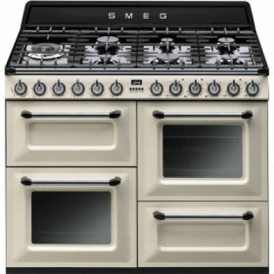 Cucina con piano cottura Gas 7 Fuochi Forno Elettrico 110 x 60 cm Panna Estetica Victoria SMEG TR4110P1