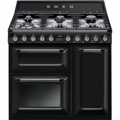 Cucina con piano cottura Gas 6 Fuochi Forno Elettrico 90 x 60 cm Estetica Victoria SMEG TR93BL