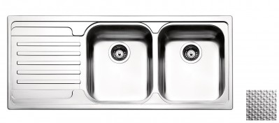 Lavello da Incasso 2 Vasche con Gocciolatoio a Sinistra 116 x 50 cm Acciaio Inox Antigraffio Serie Venezia Apell VE1162ILAC