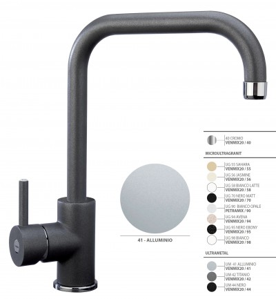 Plados VENMIX20-41 Miscelatore cucina monocomando con canna tubolare finitura 41 ULTRAMETAL ALLUMINIO