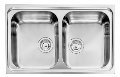 Lavello da Incasso 2 Vasche profondità 20 cm 79 x 50 cm Sopratop Acciaio Inox satinato CM ZENITH 210 011222.X1.01.2018 - 011222 XCSSP