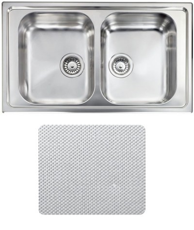 Lavello da Incasso 2 Vasche 86 x 50 cm Sopratop Acciaio Inox antigraffio microdecoro CM ZENITH 011274.X1.01.2018 - 011274 XCSSP