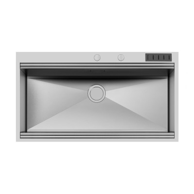 Foster 1018 055 Lavello da Incasso Sopratop bordo 4 mm 1 Vasca 100 x 56 con Elemento portacoltelli Serie Milano Acciaio Inox Spazzolato