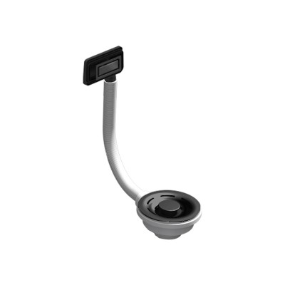 Elleci KITWPT-F-1VSELL-BK Sistema di scarico 1 via Flow Pro con troppopieno rettangolare finitura BK Black