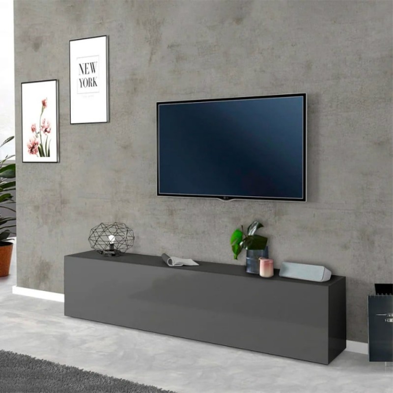 Mobile soggiorno porta TV moderno 180cm 1 anta 2 vani grigia color  antracite opaco Made in Italy